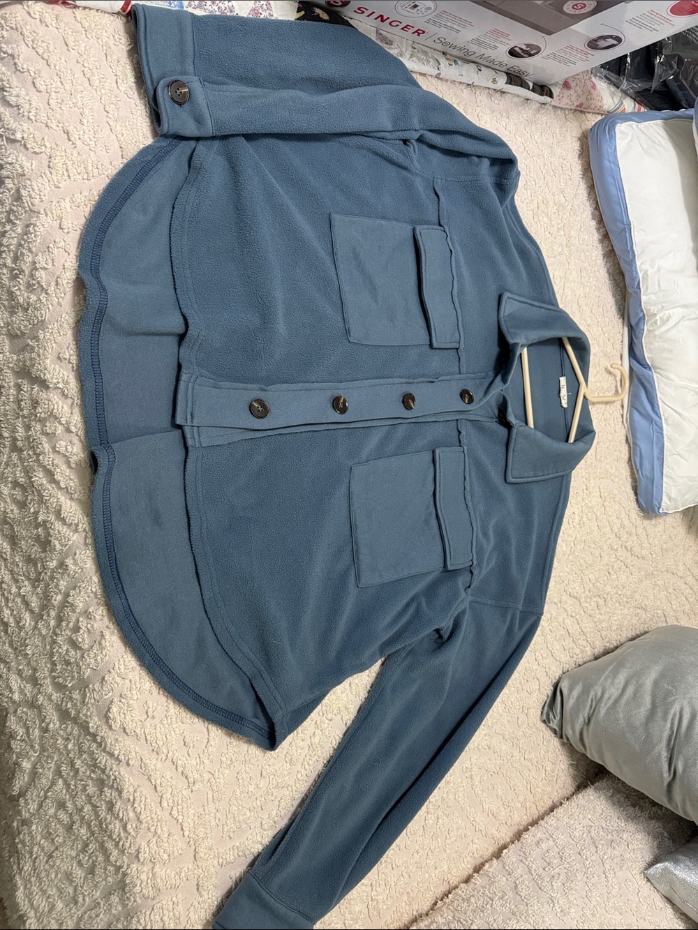LA MIEL Slate Blue Button-Front Utility Jacket